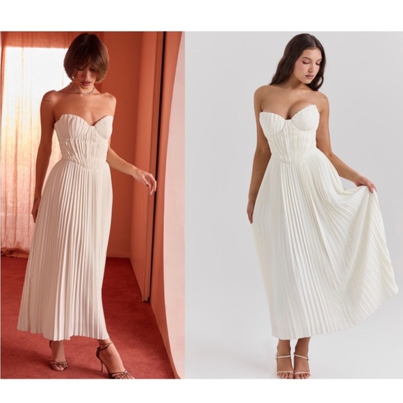HOUSE OF CB 'Amorata' Ivory Pleated Maxi Dress NWOT size XS - Picture 11 of 17